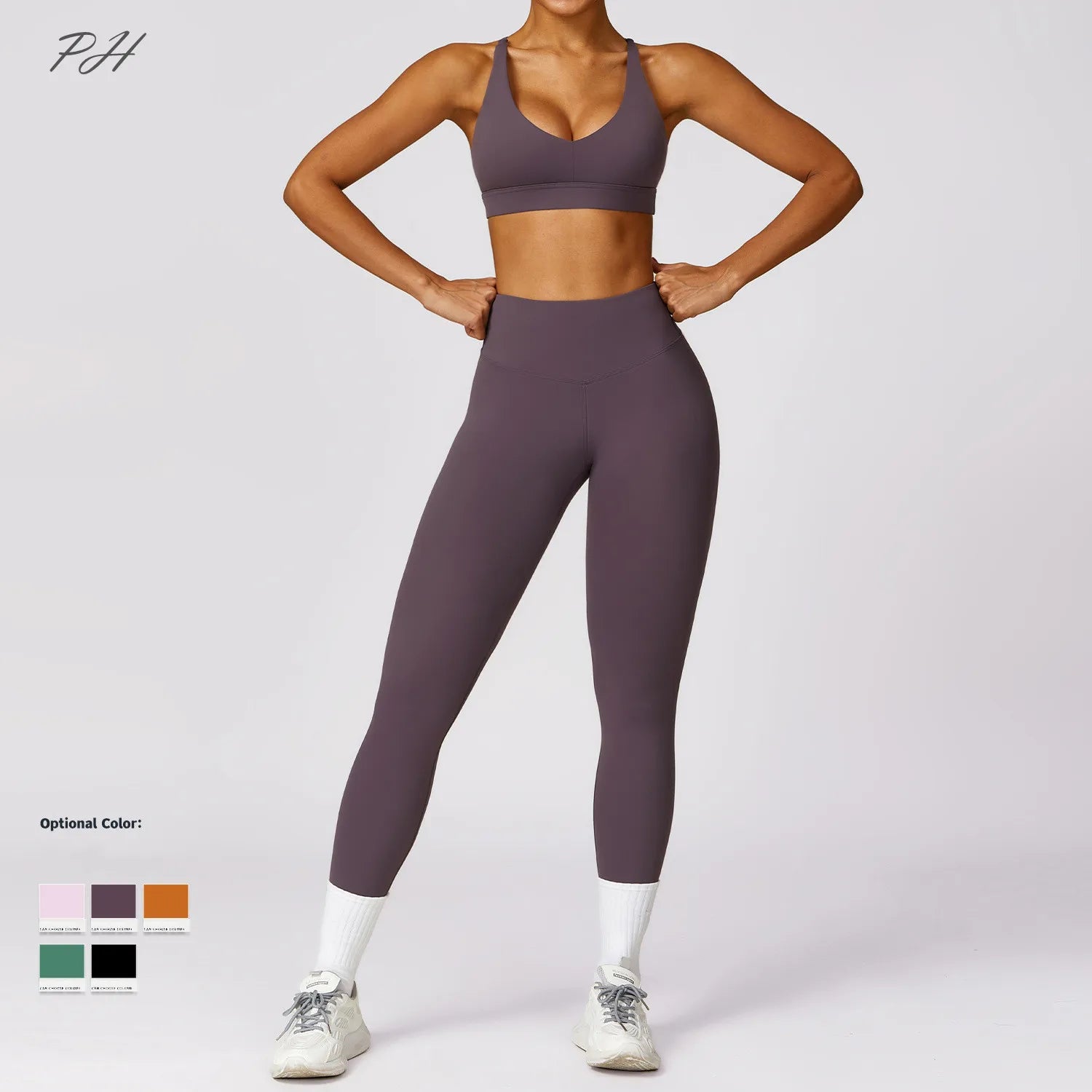 2Pcs Fitness Set Women Breathable Gym Yoga Sport Sportswear Sexy Sport Bra Top High Waist Leggings Suit Purple Workout Tracksuit