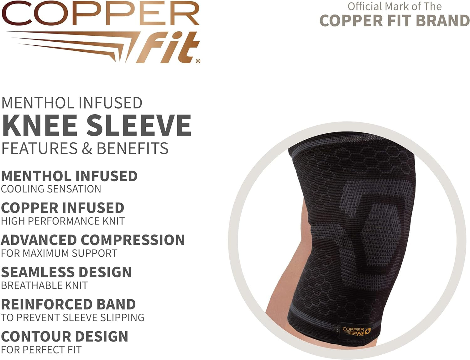 ICE Knee Compression Sleeve Infused with Menthol and Coq10